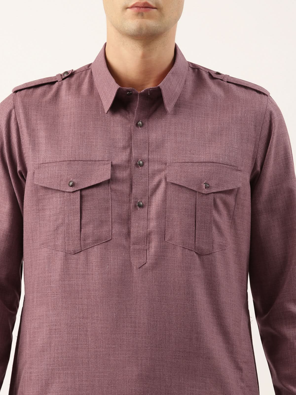 Purple Pure cotton Pathani with Salwar Set