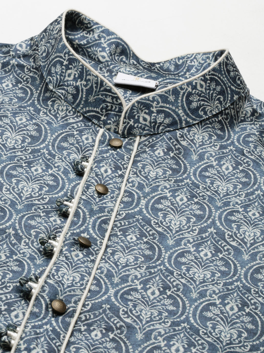Blue Indigo Damask Dabu Print Kurta Set