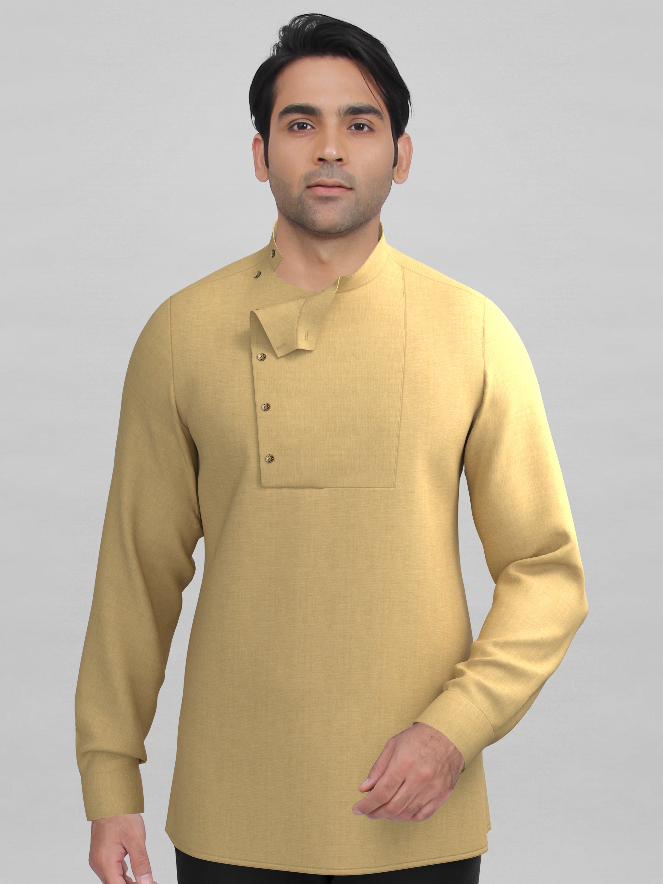 Beige Side open short kurta