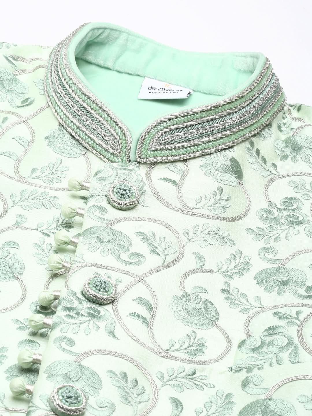Light Green Embroidered Indowestern