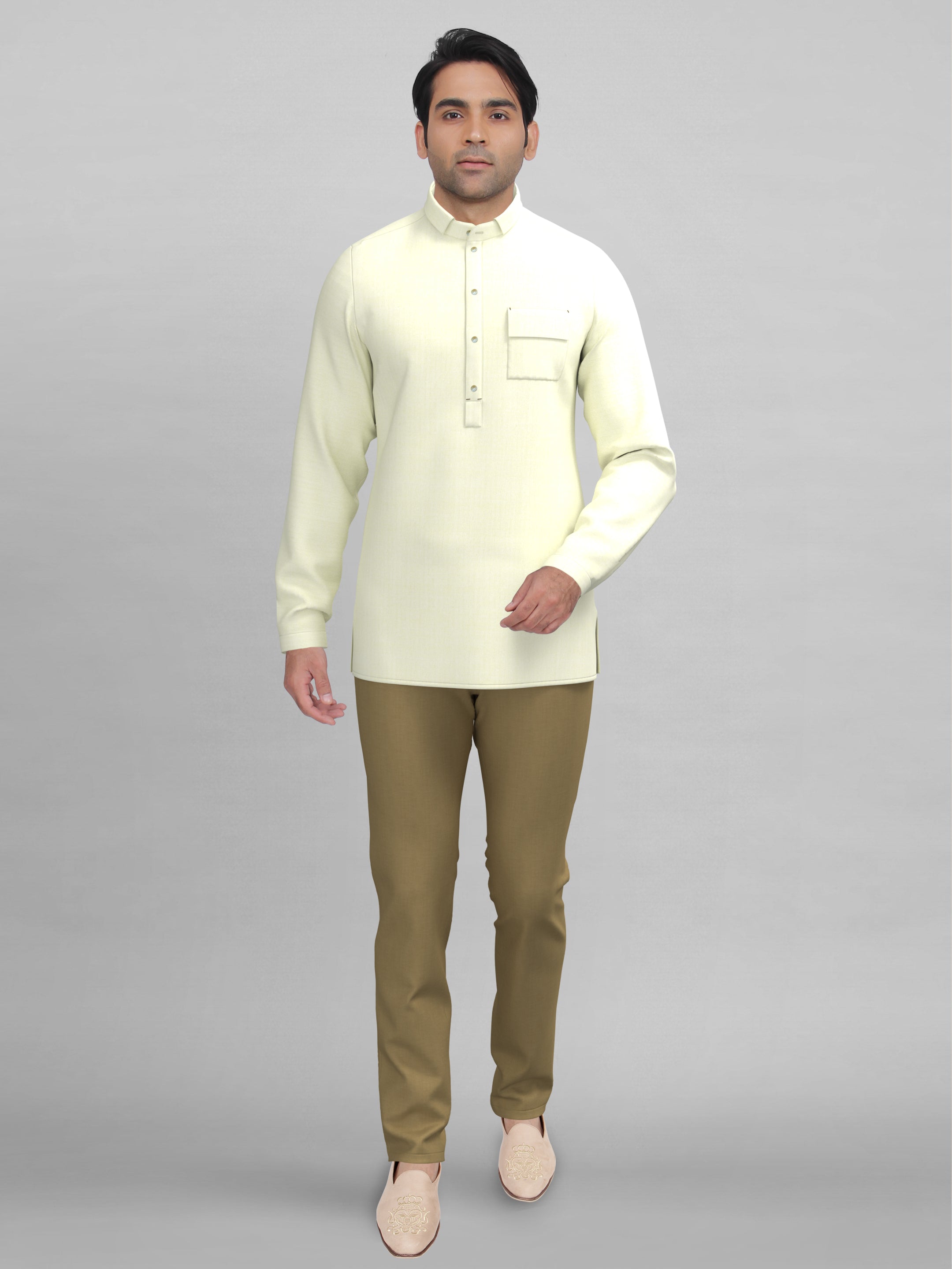 Cream Short Kurta