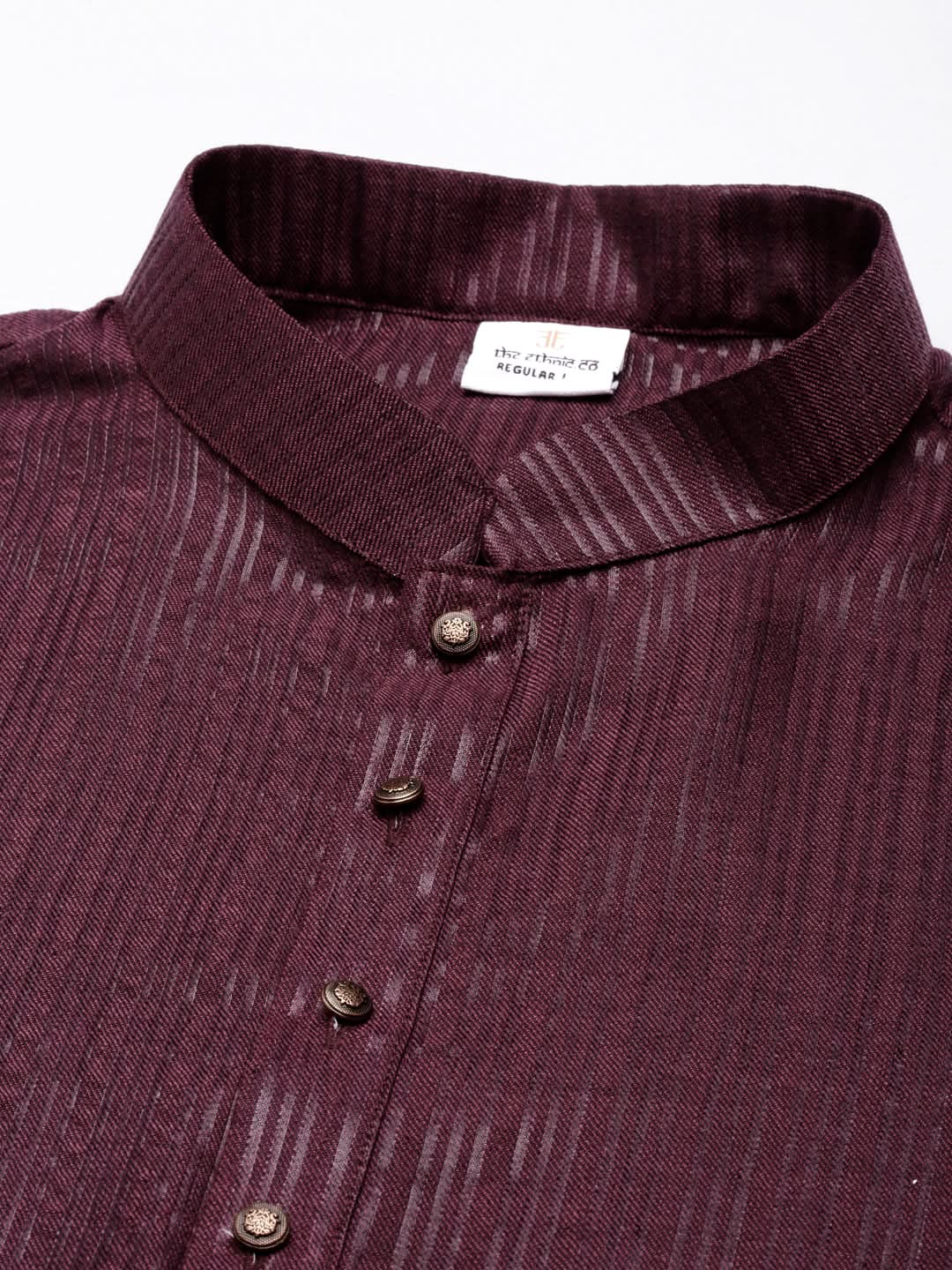 Wine Striped Short Kurta