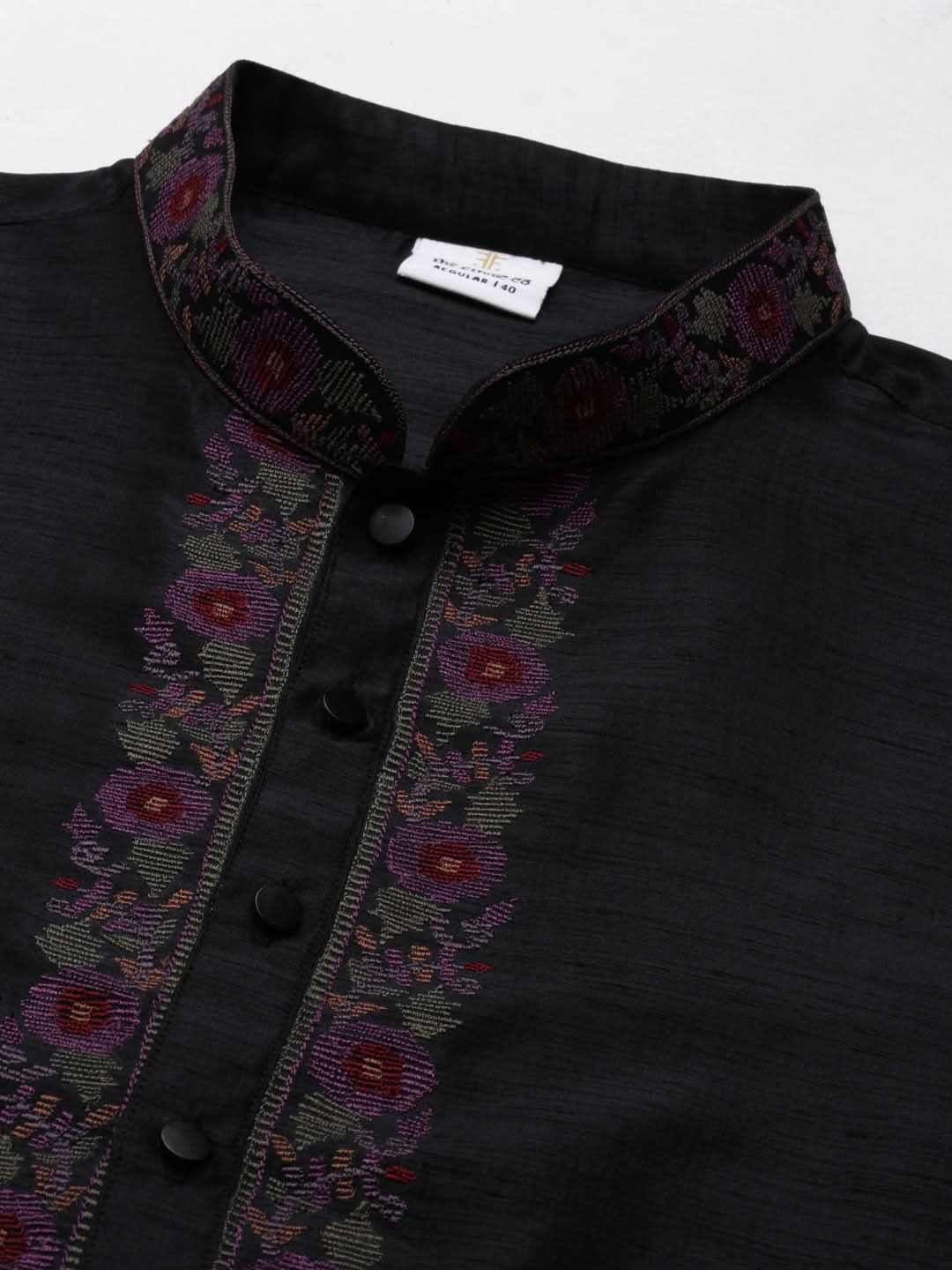 Black Pashmina Embroidered Kurta set