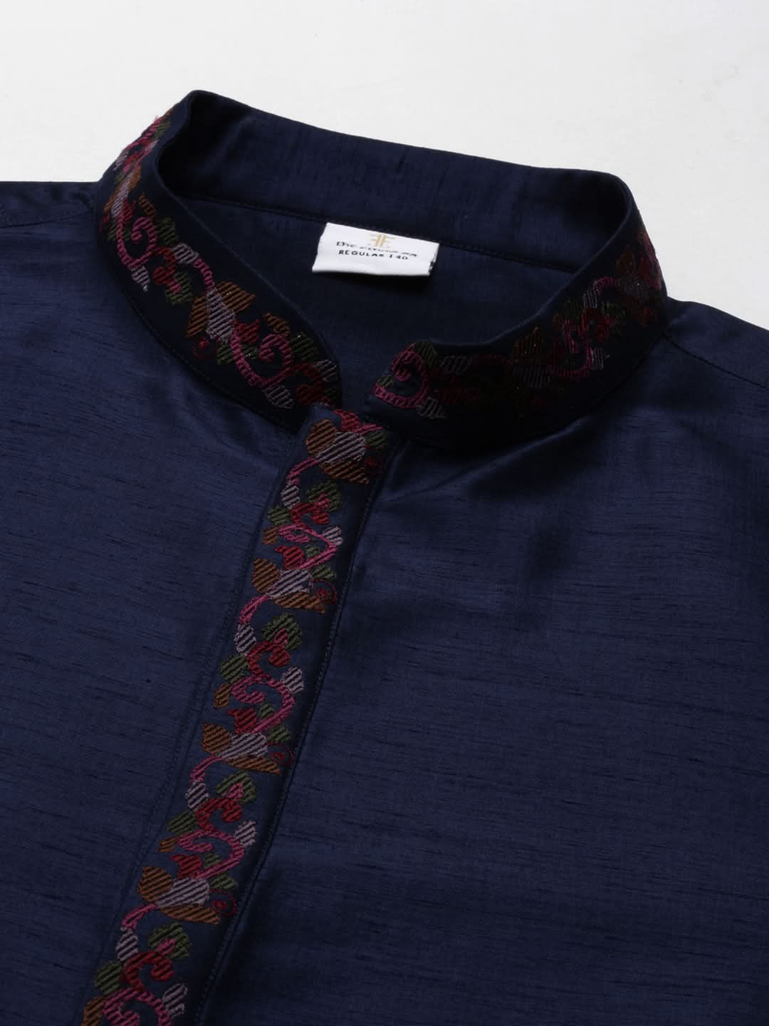 Navy Pashmina Embroidery Kurta Set