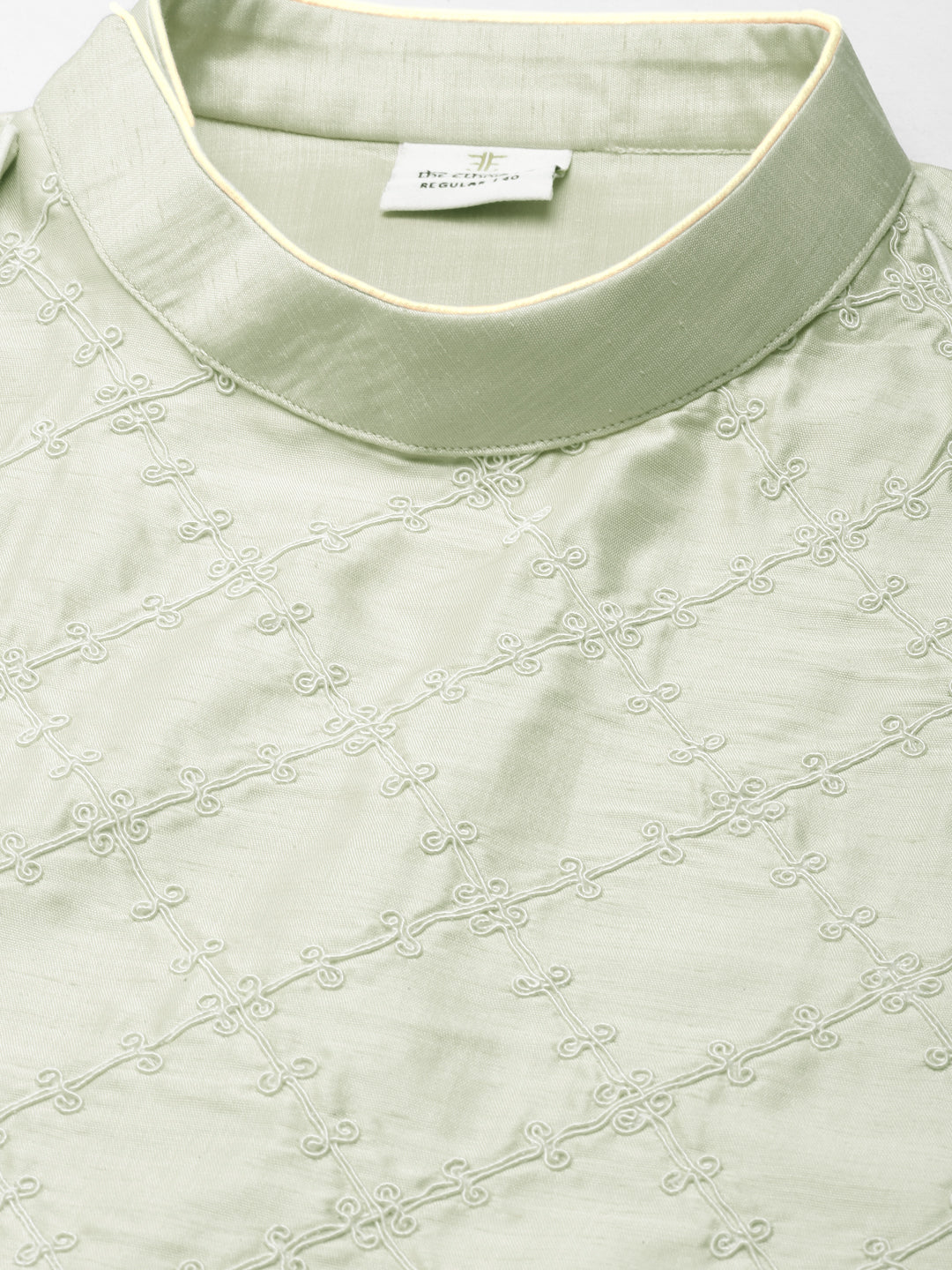 Pistachio Green Embroidery Angrakha Kurta Set