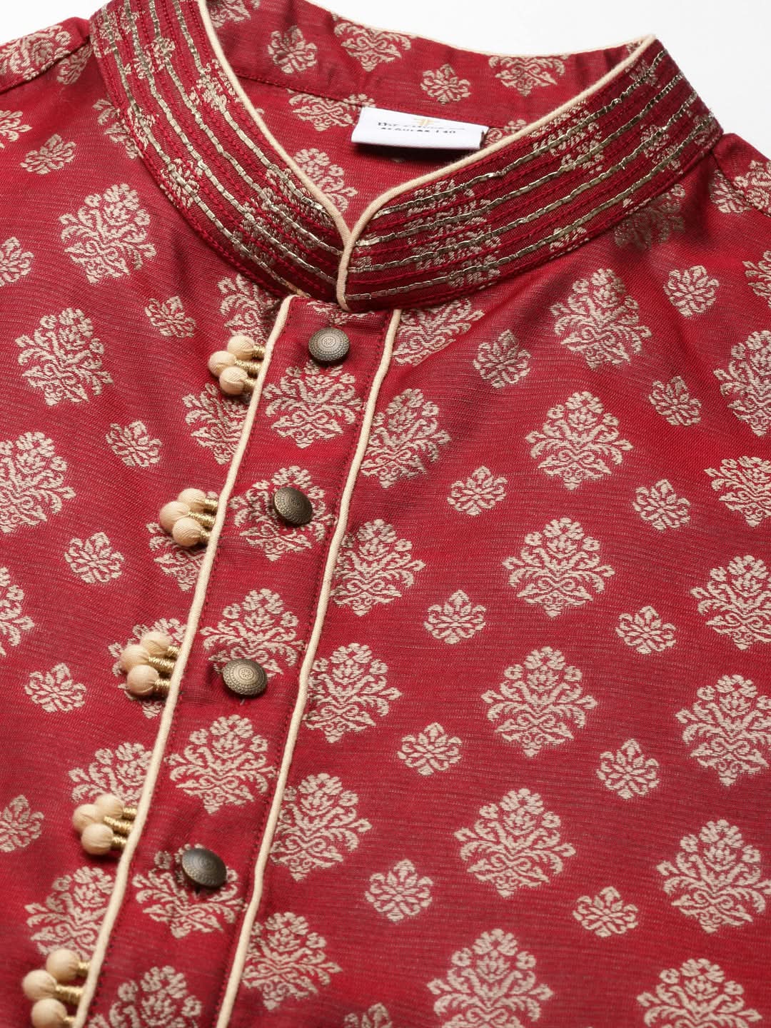 Maroon Jacquard Kurta Set