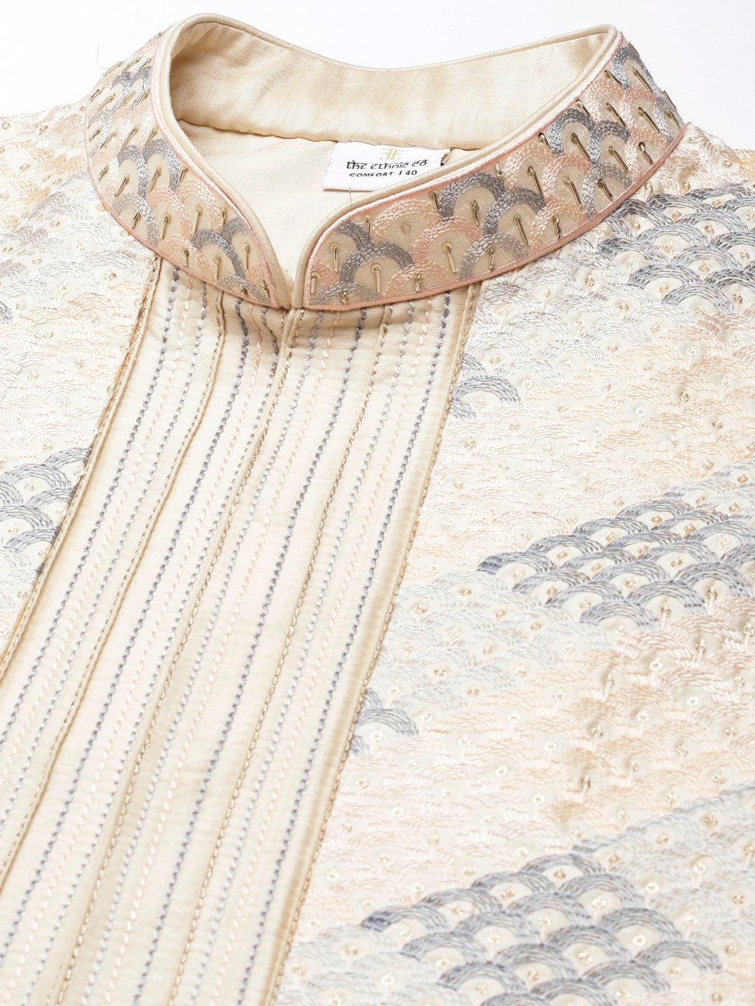 Beige Embroied jacket kurta set