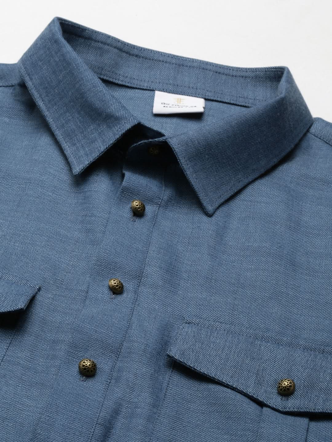 Denim Blue Cotton Pathani With Salwar