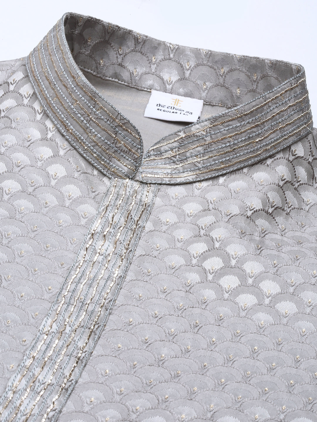 Grey Scallop Premium Self- Design Kurta Set
