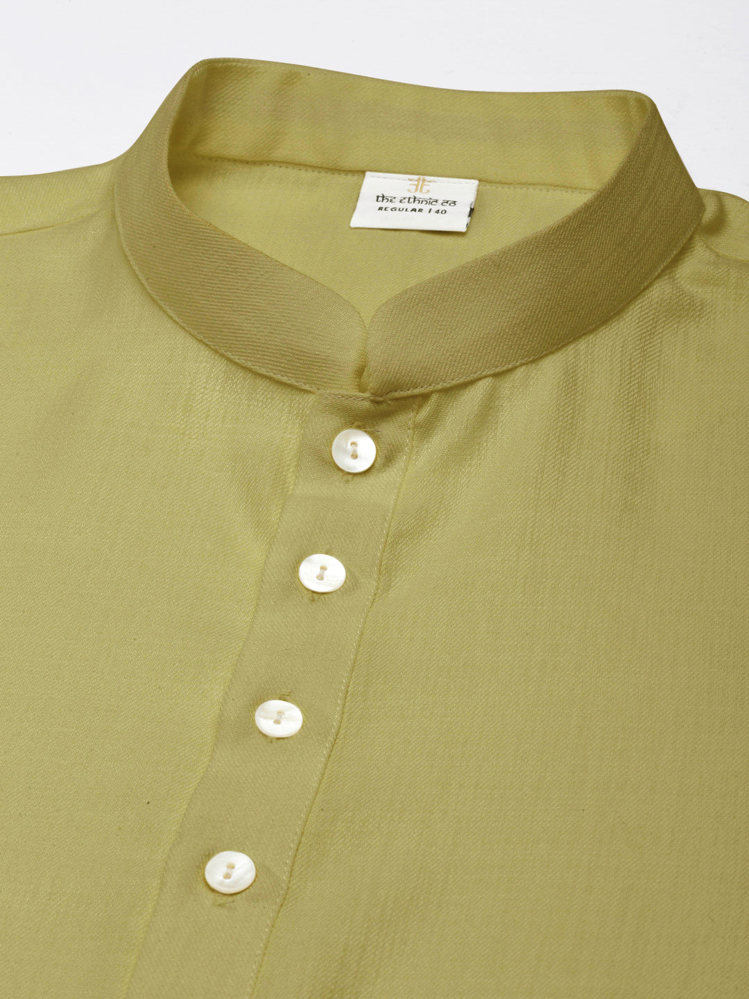 Greenish Yellow Cotton Short Kurta Set