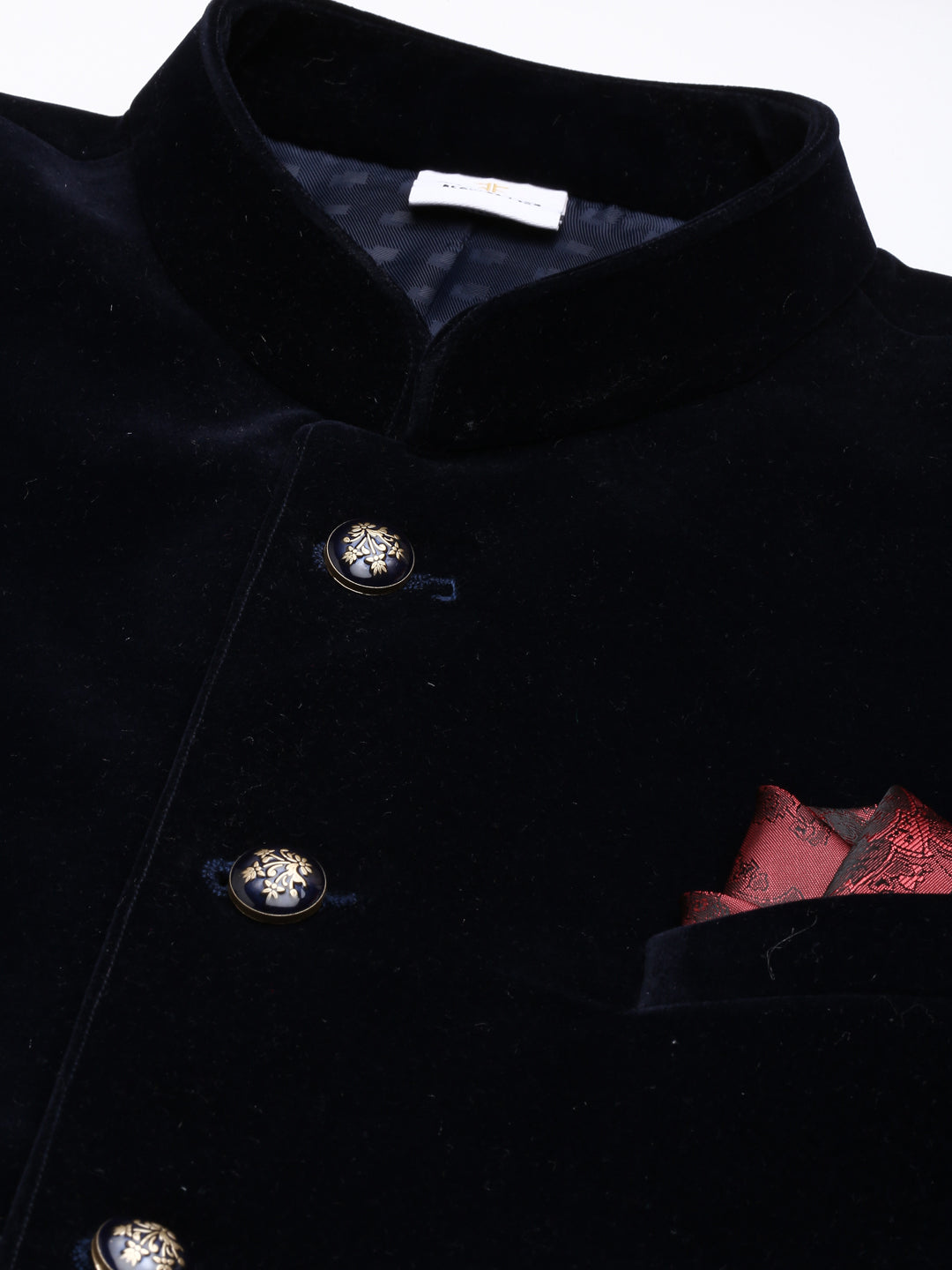 Navy velvet patch pocket jodhpuri set