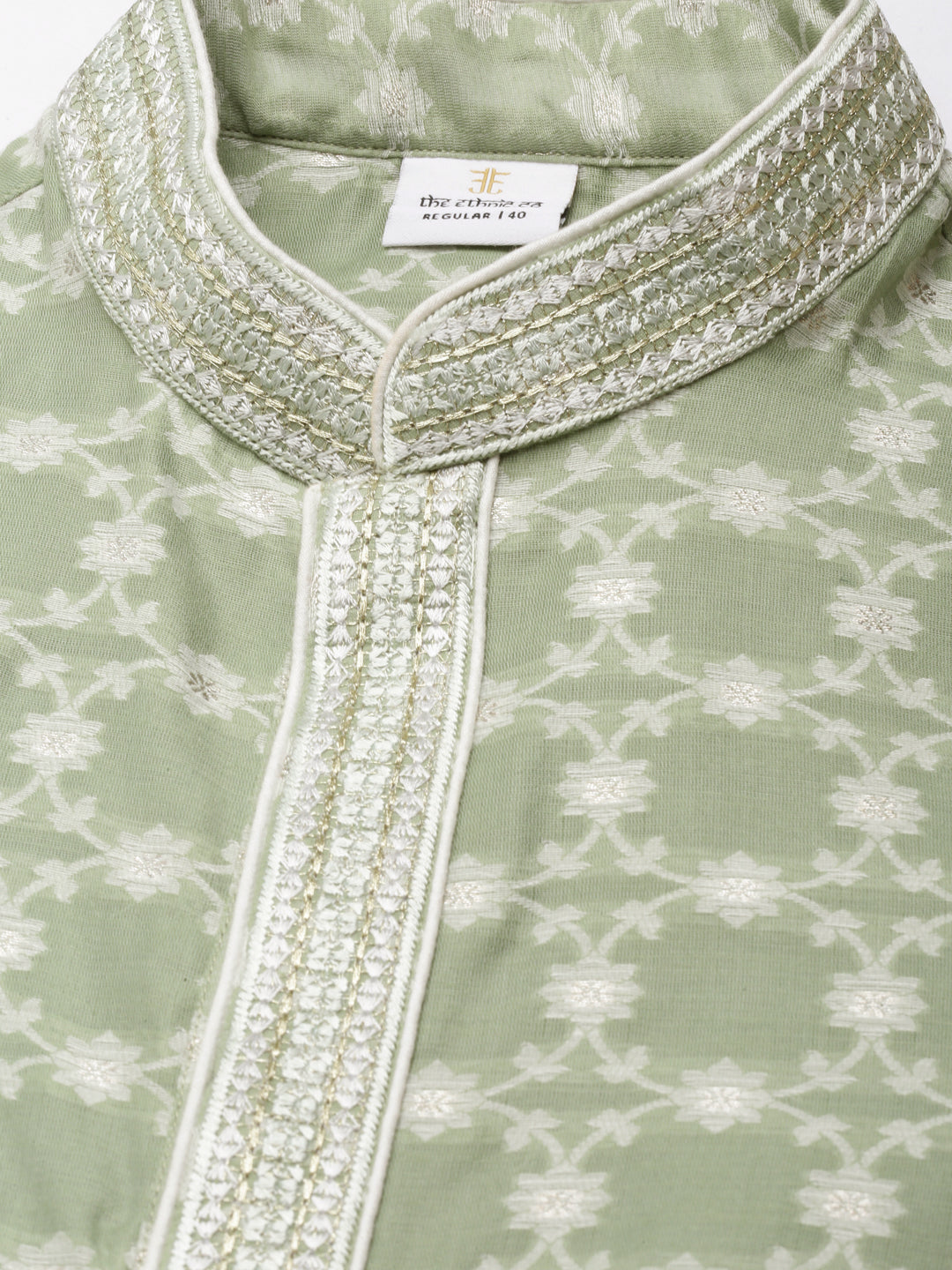 Green Jacquard Silk Kurta Set