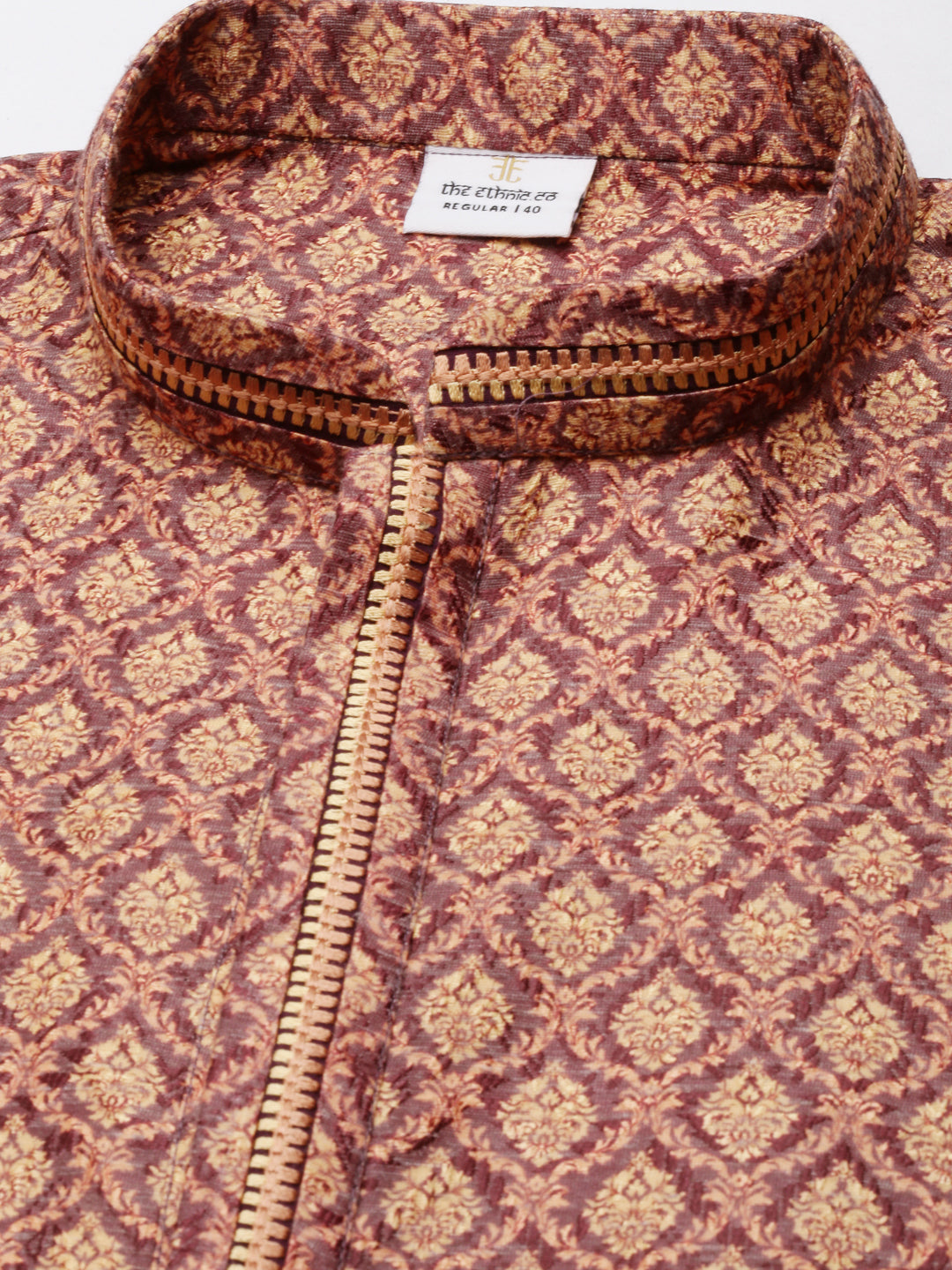 Wine Baroque Printed Kurta Set
