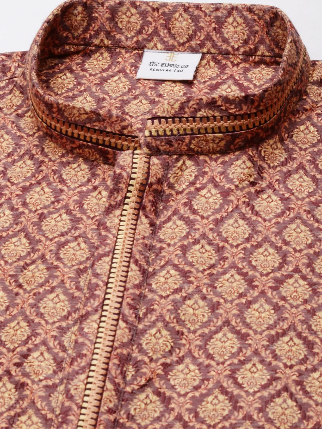 Wine Baroque Printed Kurta Set