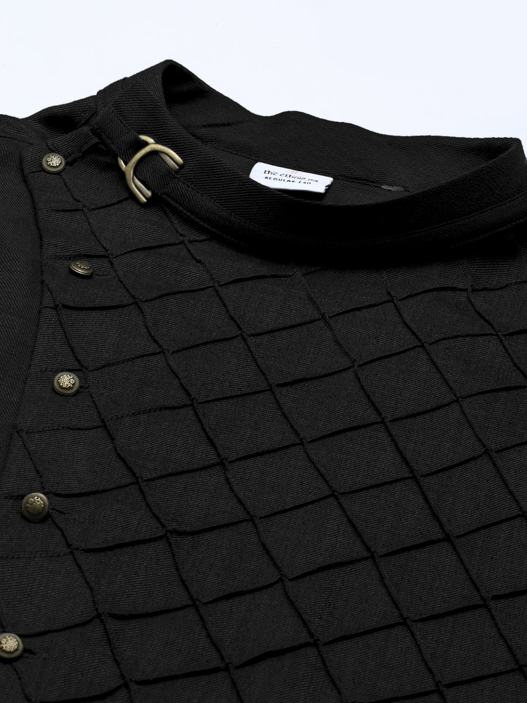 Black Angrakha Kurta Set