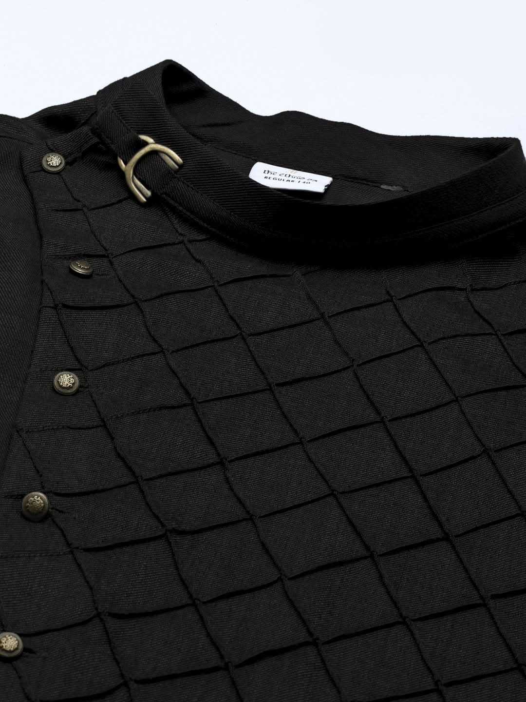 Black Angrakha Kurta Set