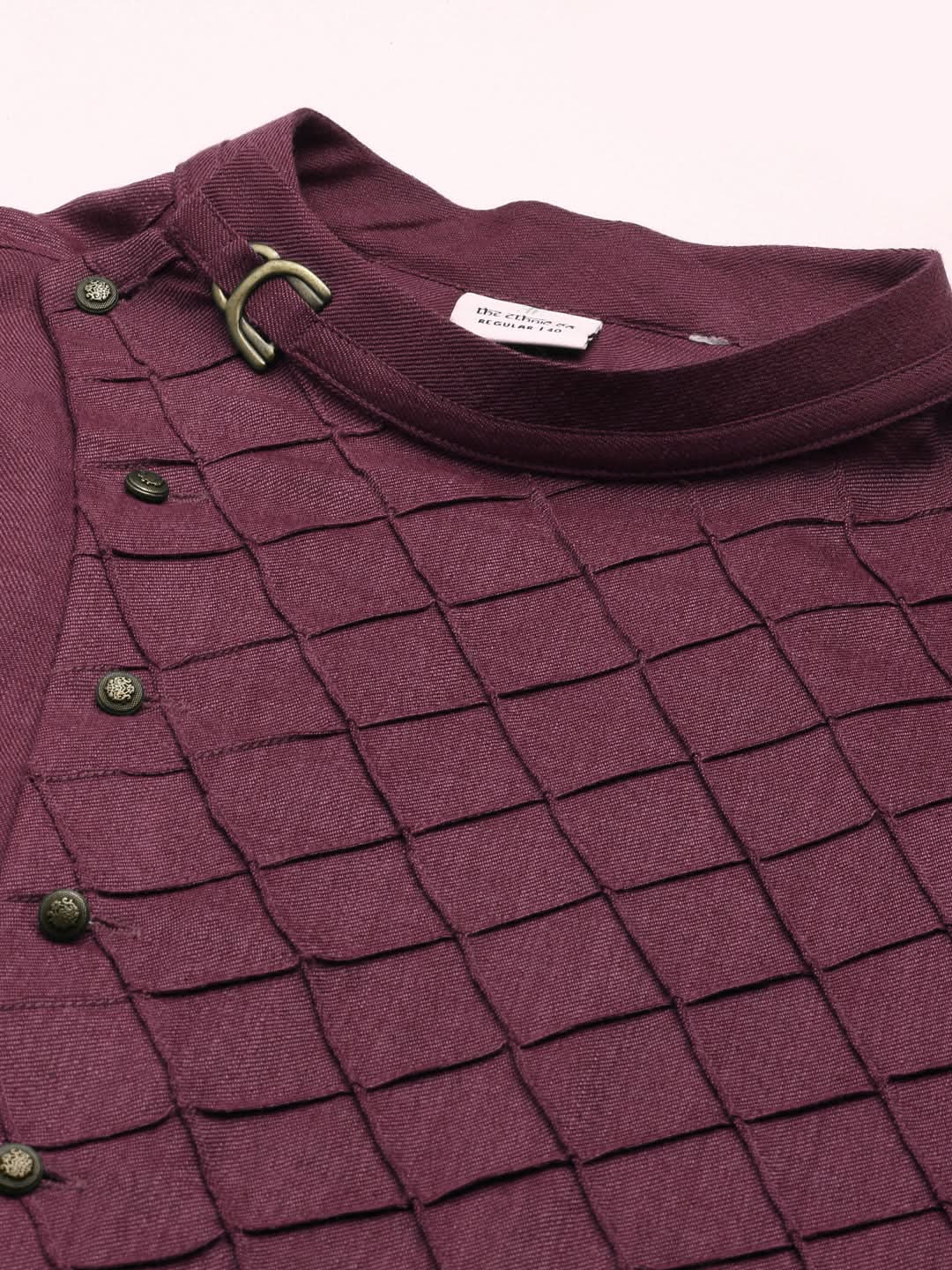 Wine Angrakha Kurta Set