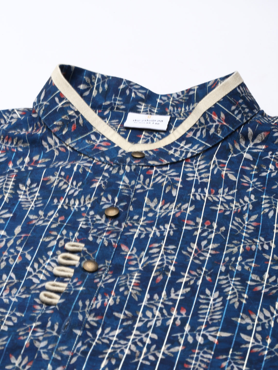 Blue Indigo Leaf Dabu Print Kurta Set