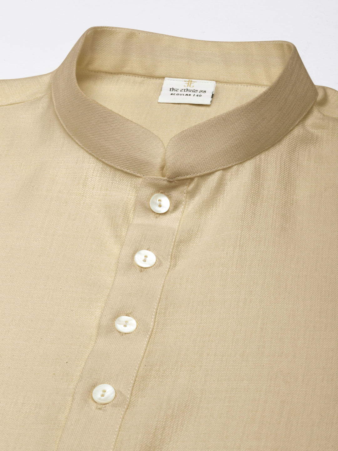 Beige Yellow Cotton Short Kurta Set