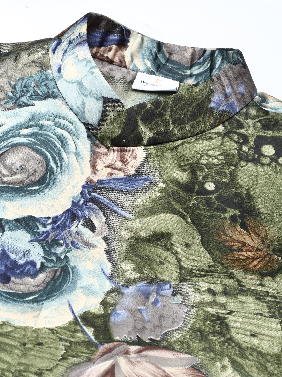 Floral Print Jacket With Green Short Kurta