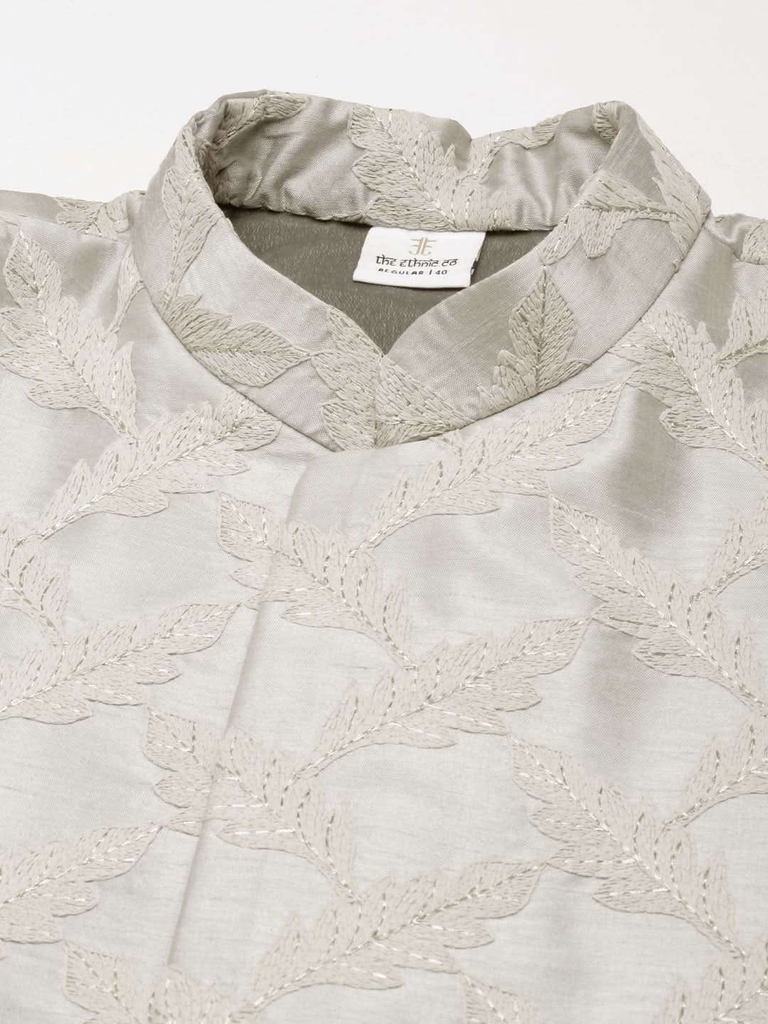 Grey Thread Embroidered Achkan