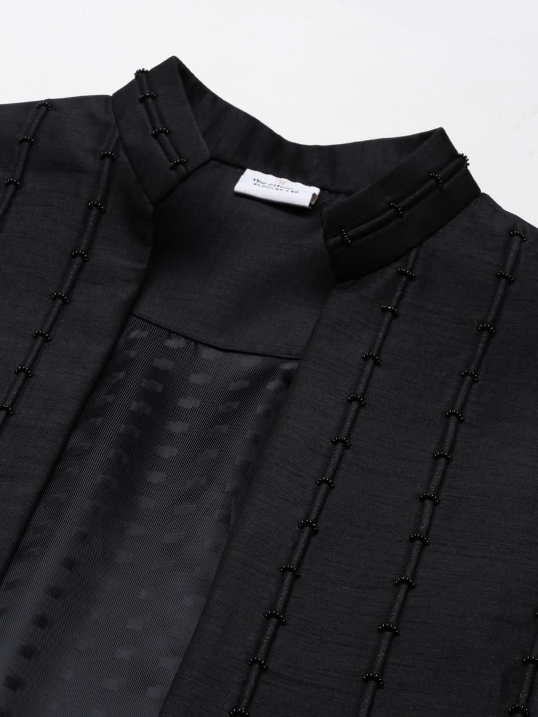 Black Long Jacket Kurta Set