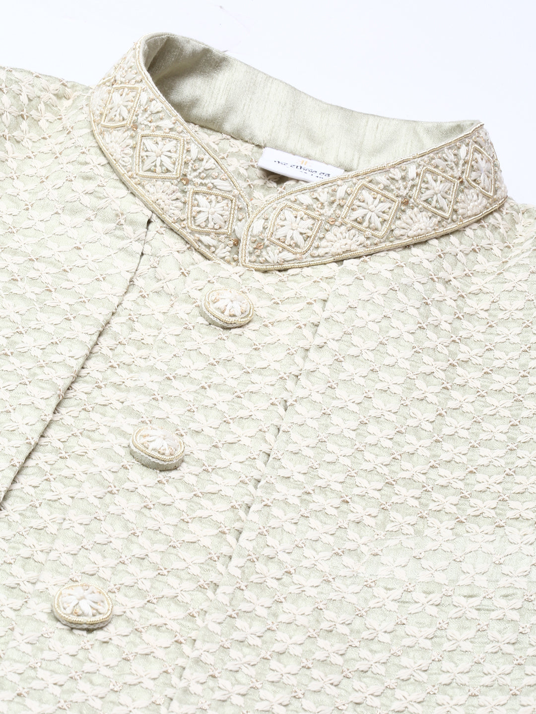 Pistachio Embroidered Indo Western With Kurta