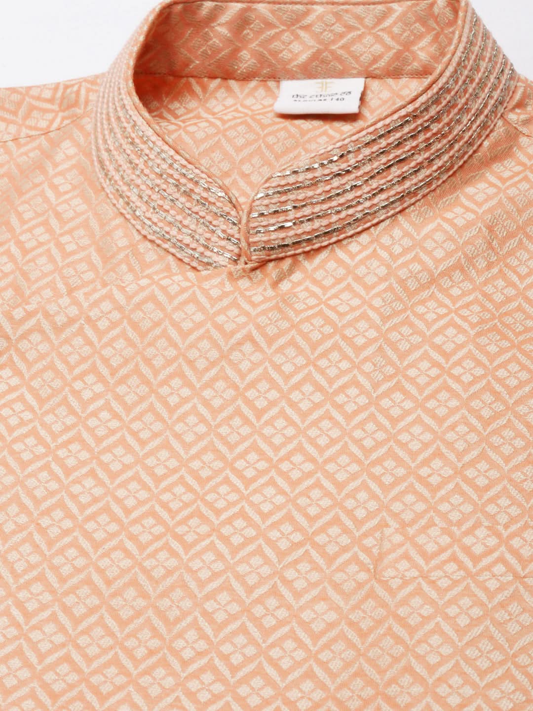 Orange Jacquard Kurta Set