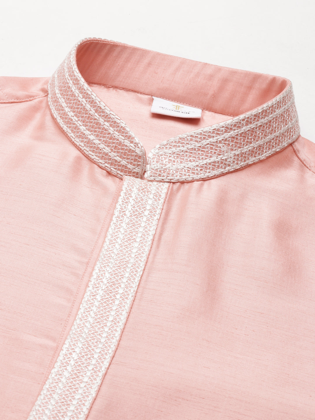 Peach Silk Embroidery Kurta Set