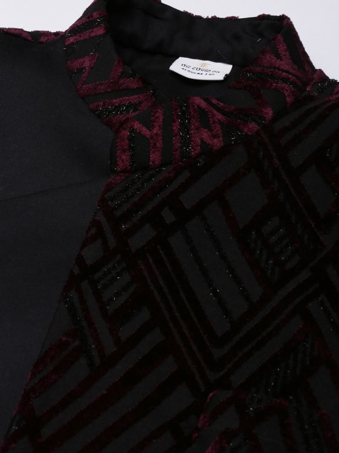 Wine Velvet Angrakha Layered Indowestern