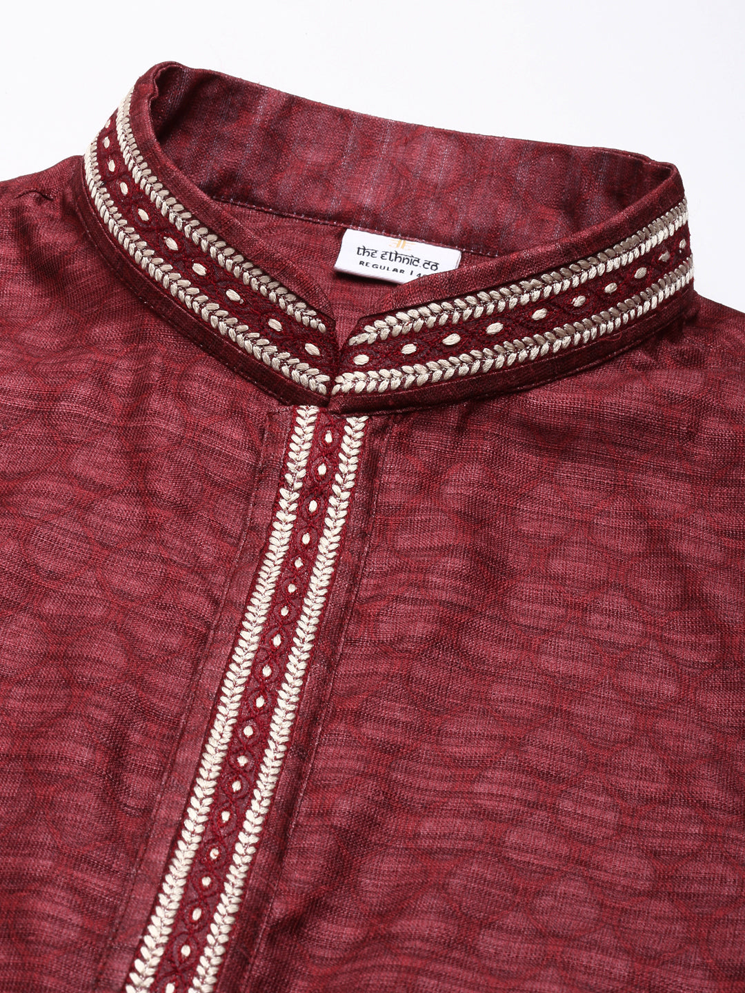 MAROON COTTON PRINTED KURTA SET