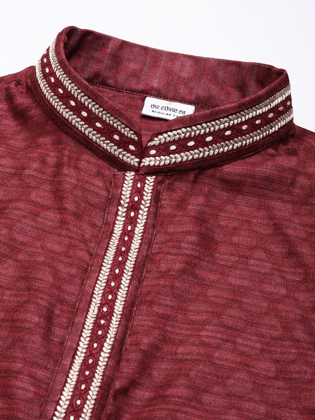MAROON COTTON PRINTED KURTA SET