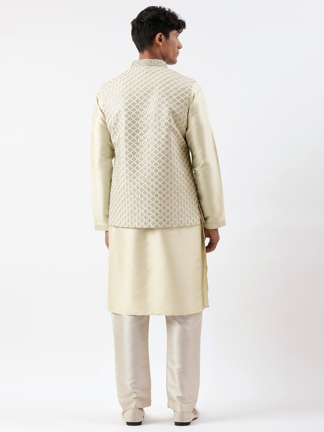 Sage Green Embroiderd Layered Jacket Kurta Set