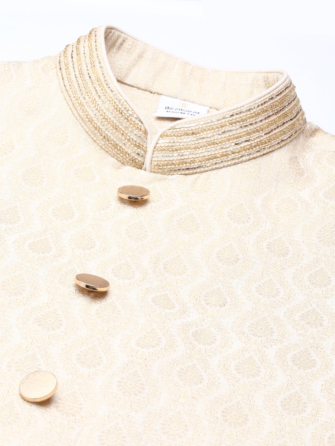 Cream Brocade Jacket With Kurta Set