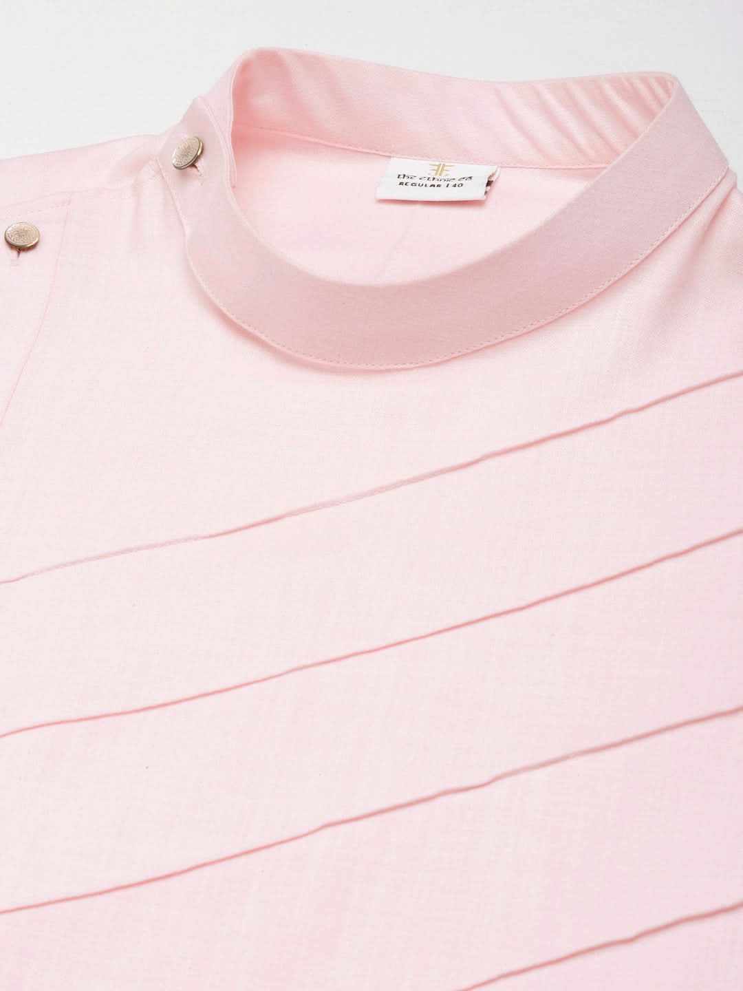 Light Pink Pintux Cotton Side Open Kurta Set