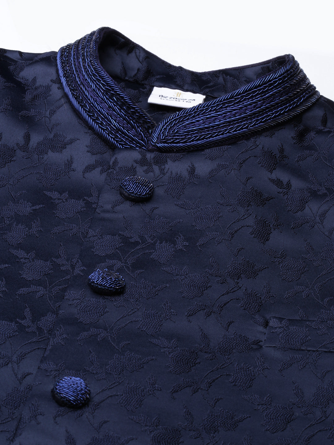 Navy Jacquard Achkan