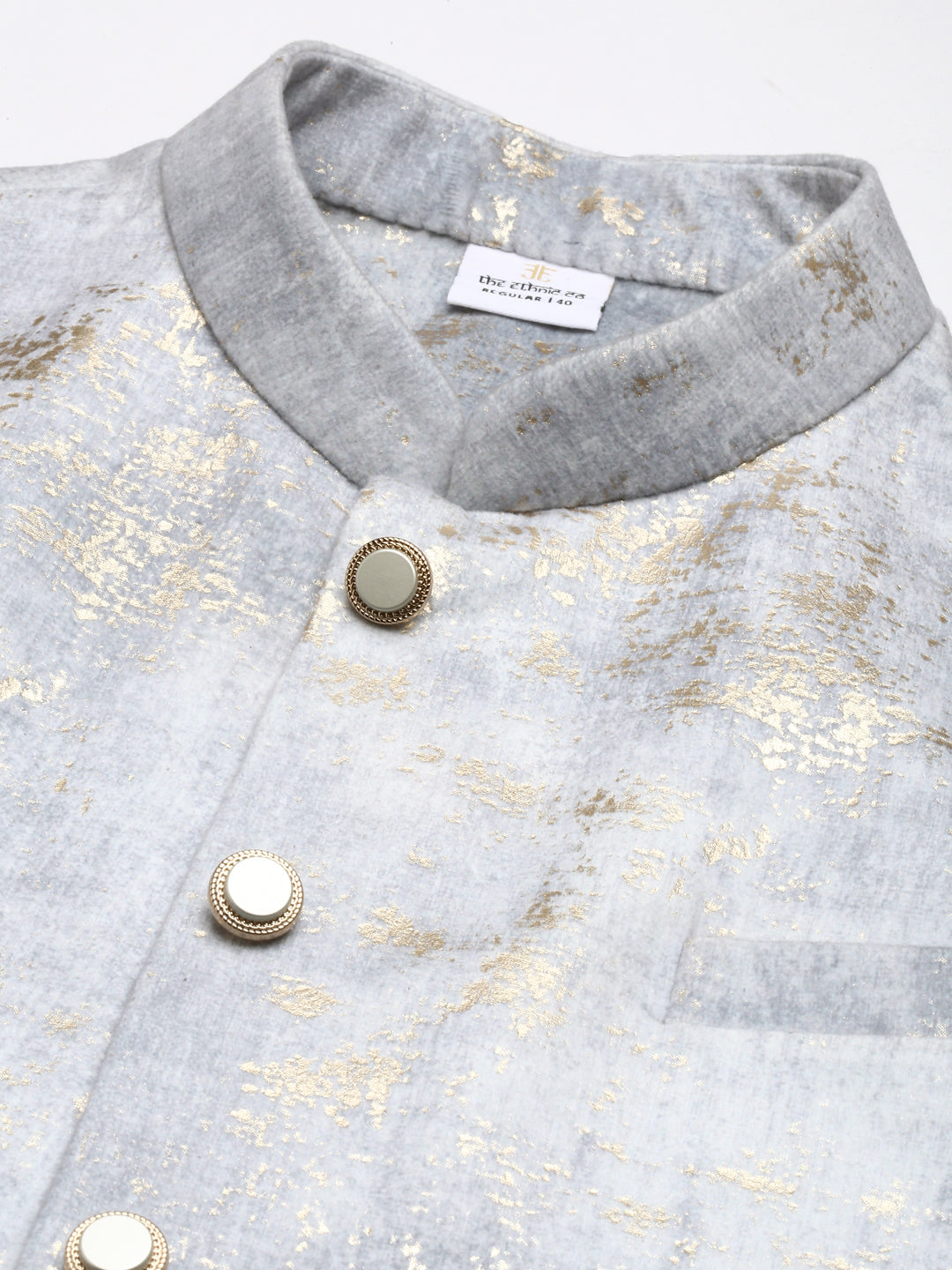 Grey Velvet Jacket With Grey Kurta Set