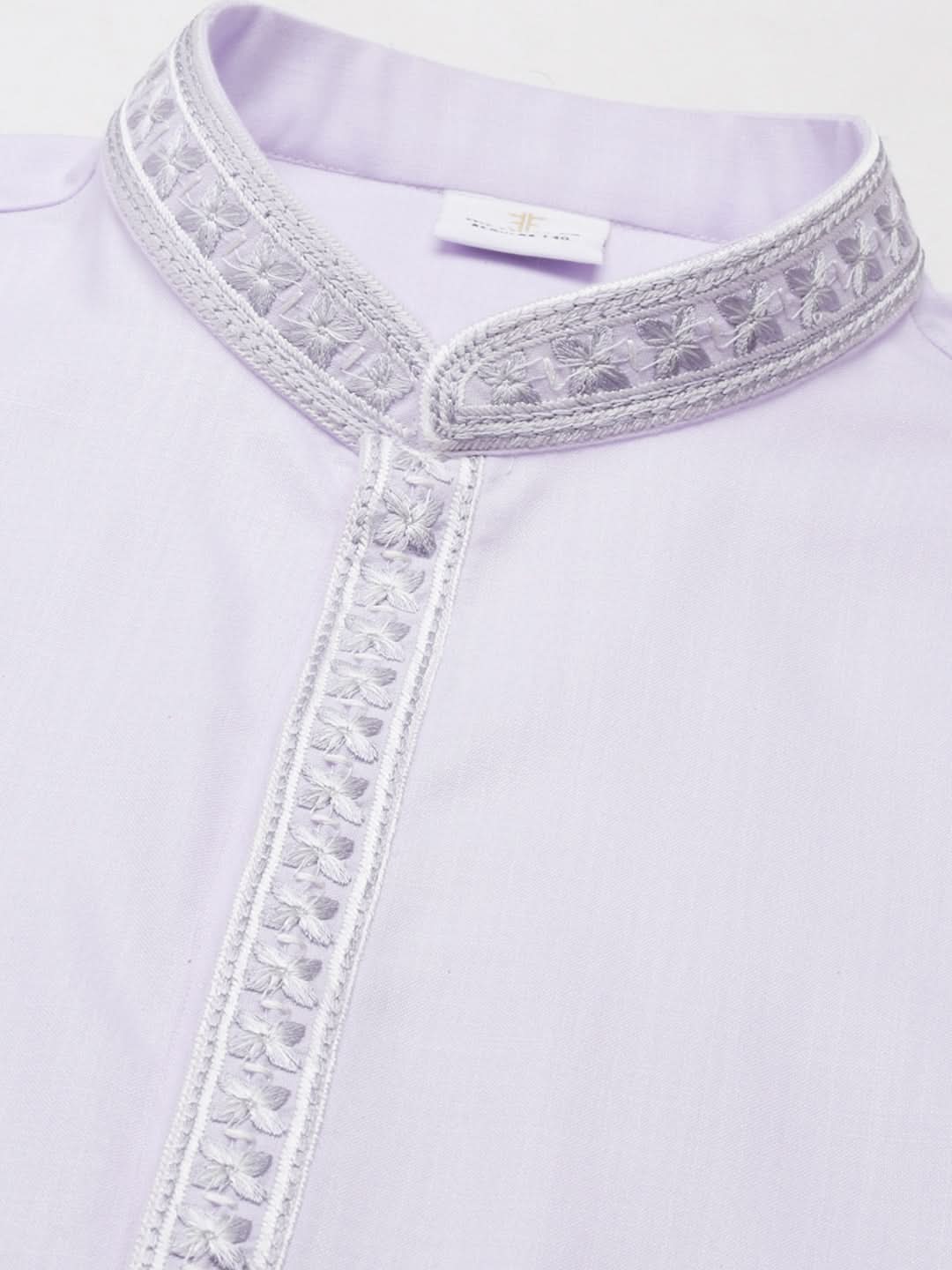 Lavender Cotton Embroidery Kurta Set