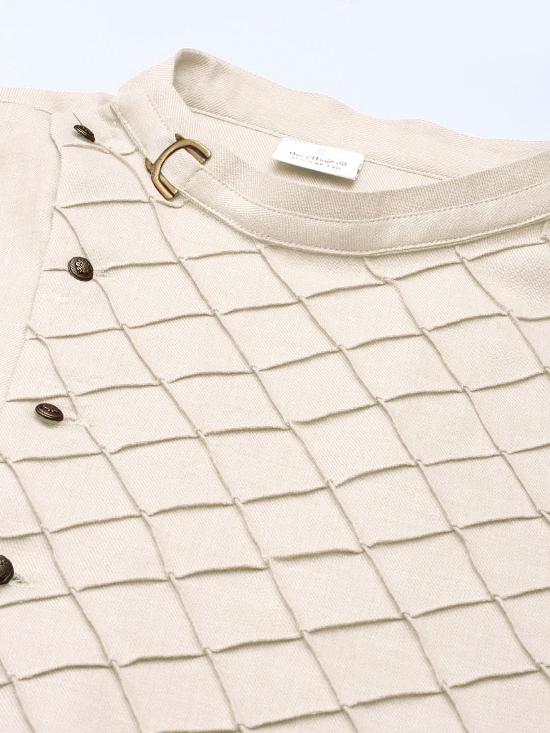 Cream Angrakha Kurta Set