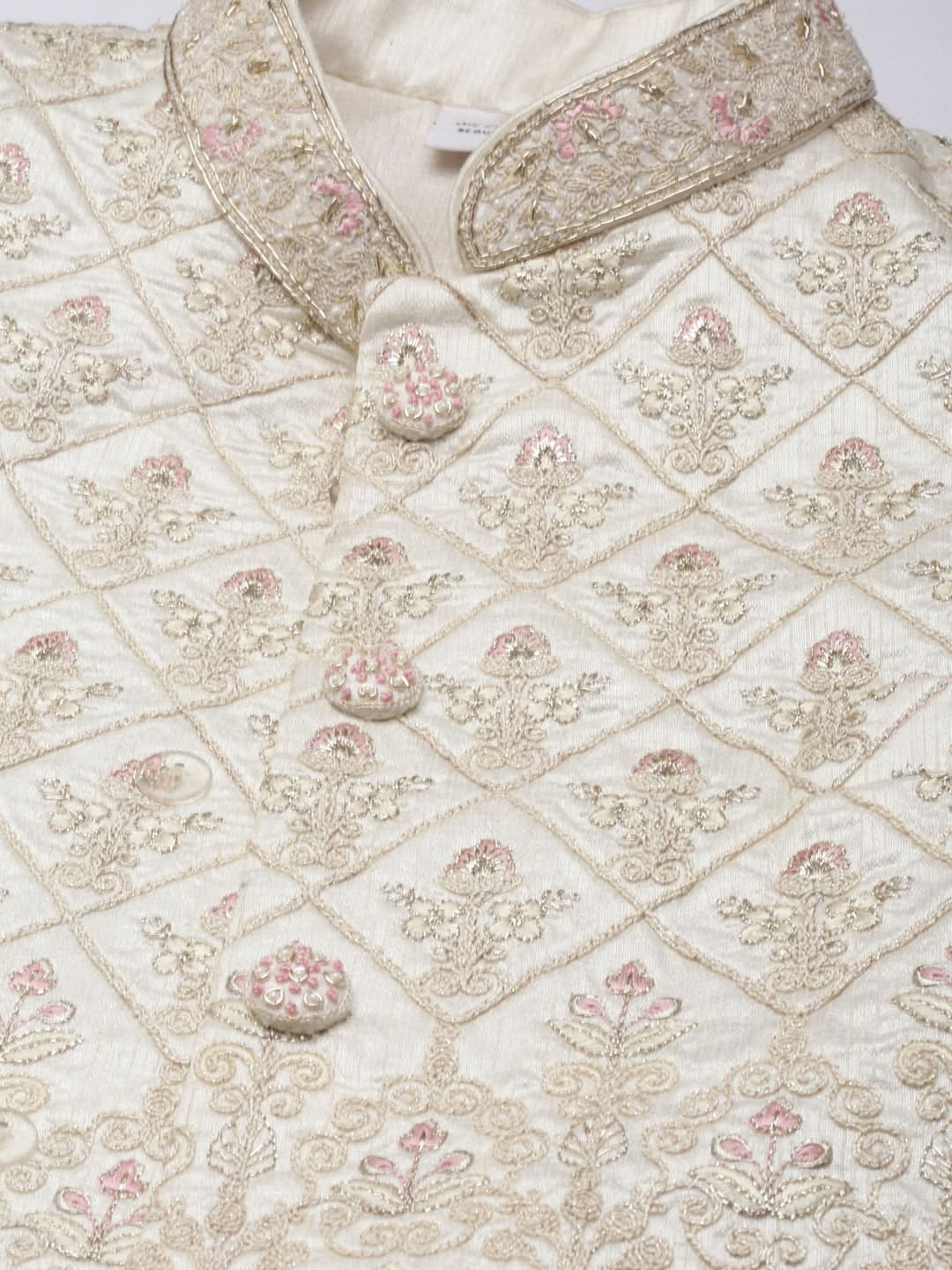 Cream Embroidered Sherwani