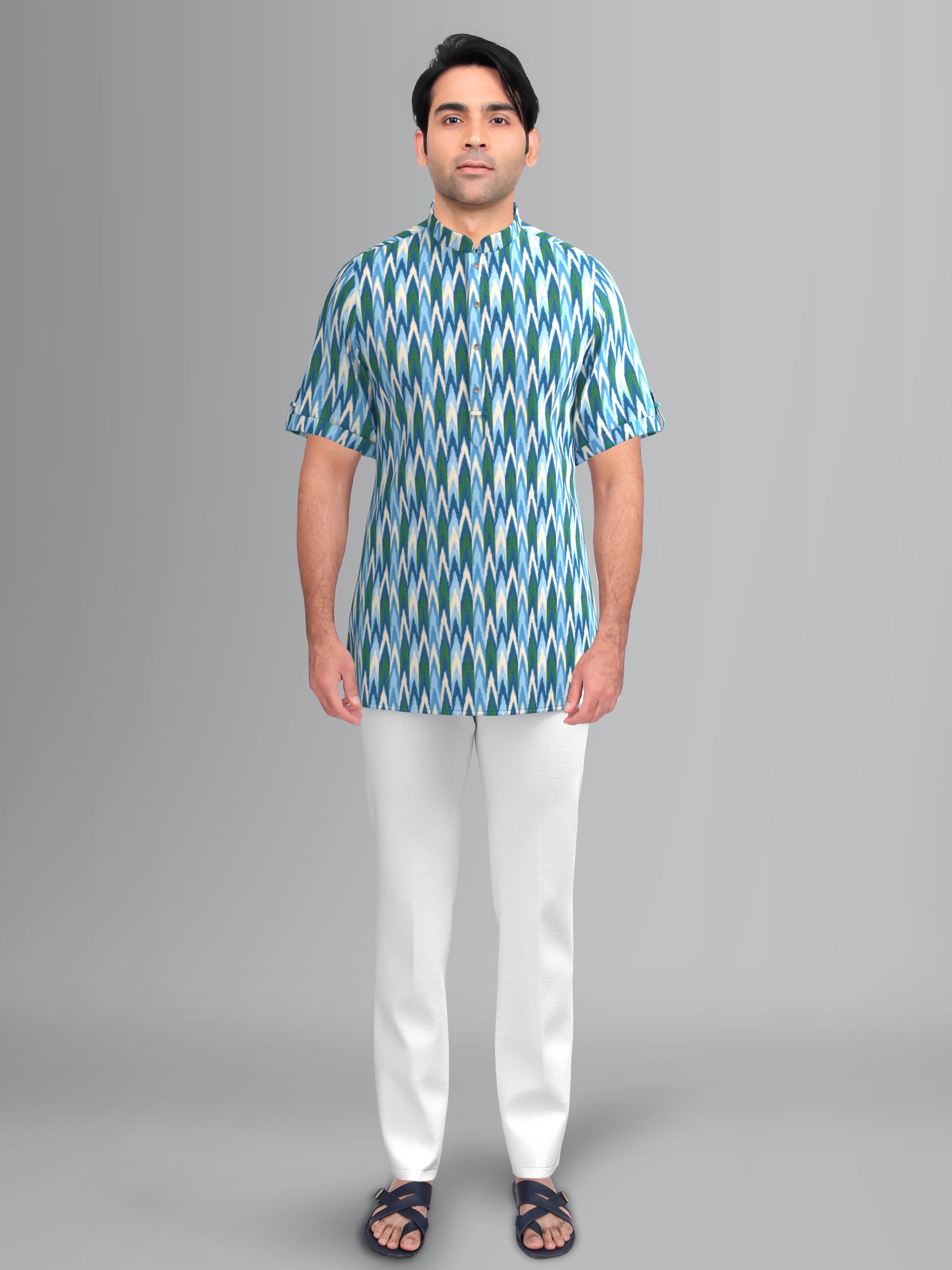 Light blue ikat Short Kurta