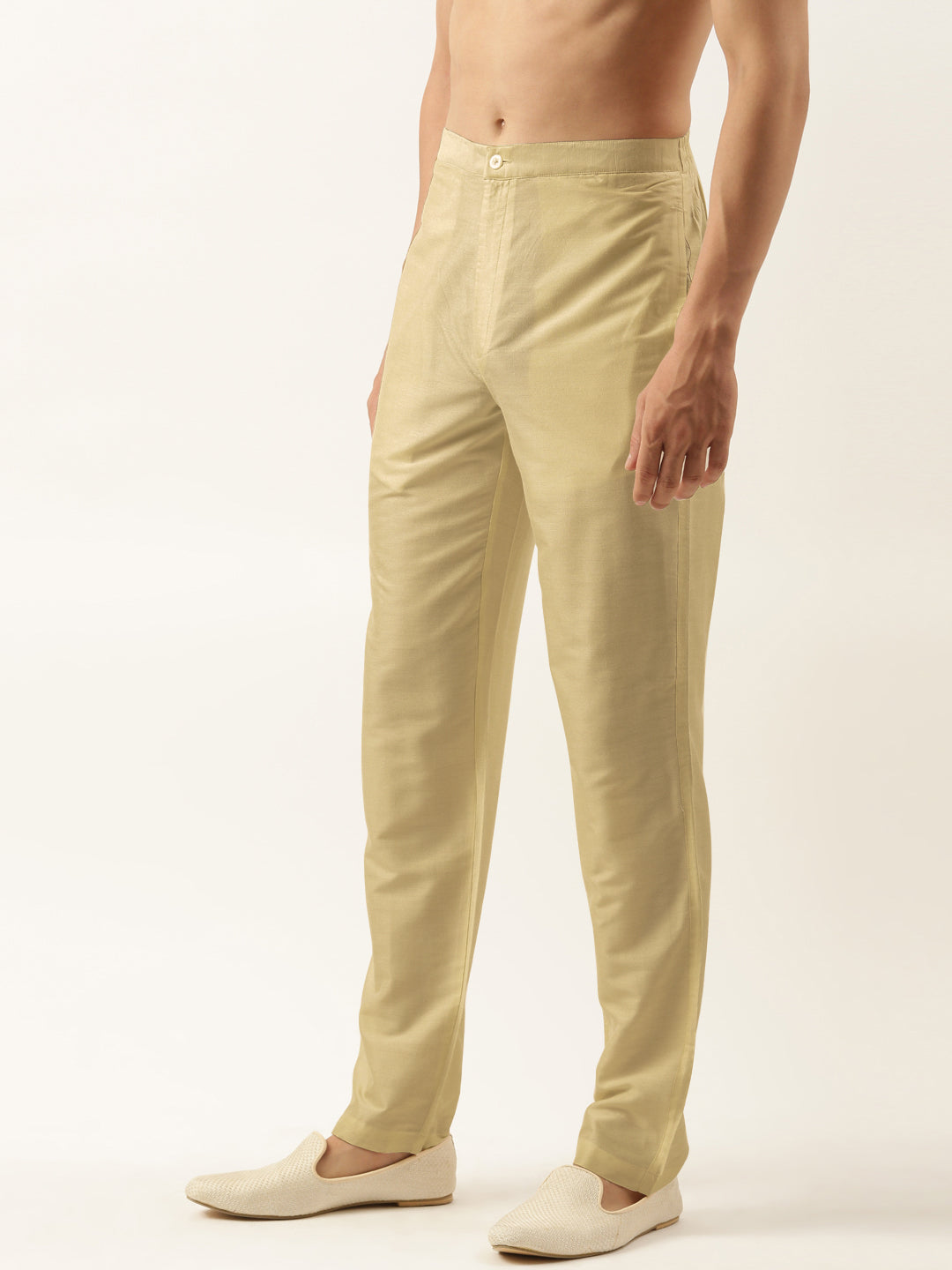Gold Cotton Silk Pant Pajama
