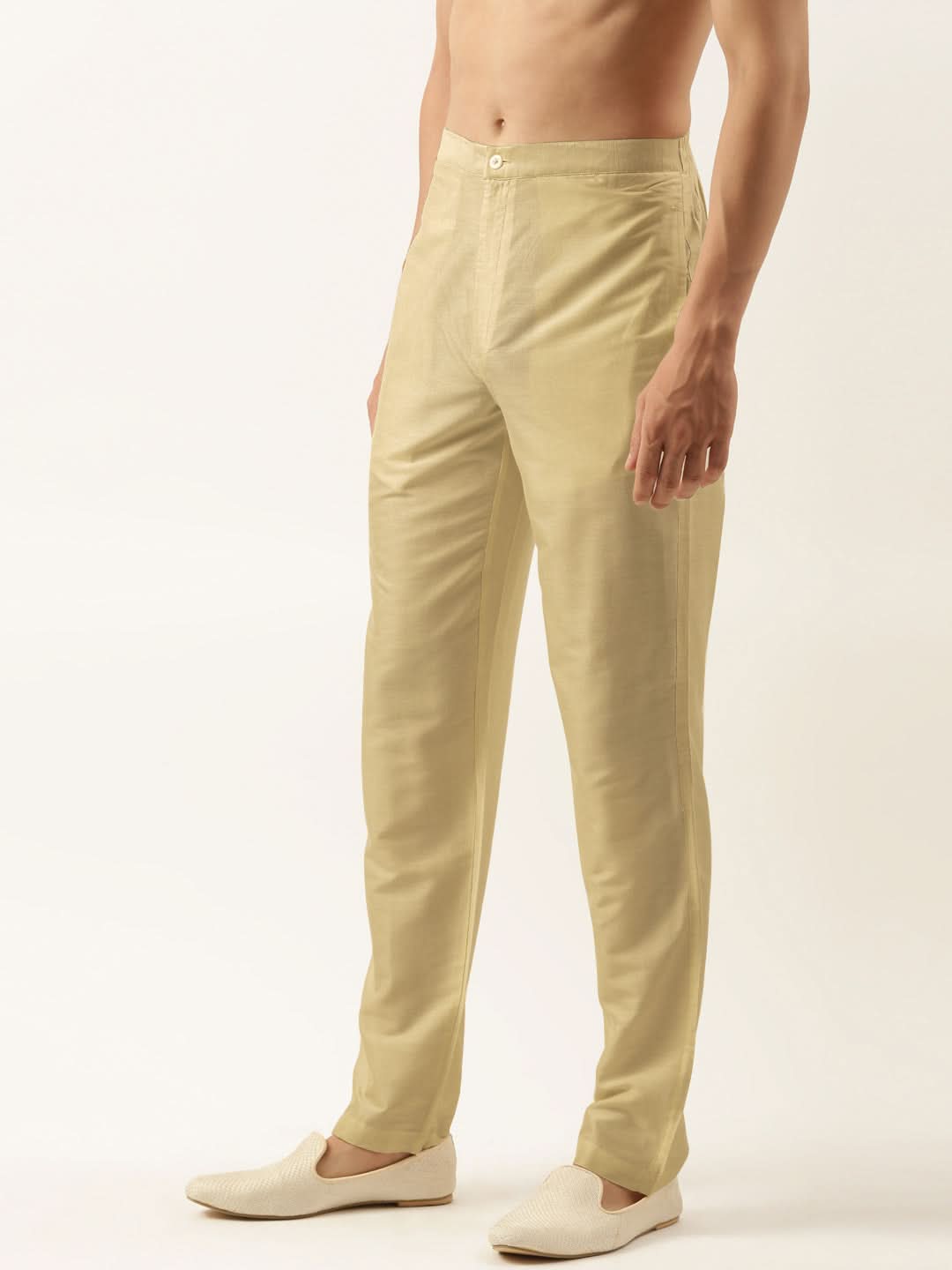Gold Cotton Silk Pant Pajama