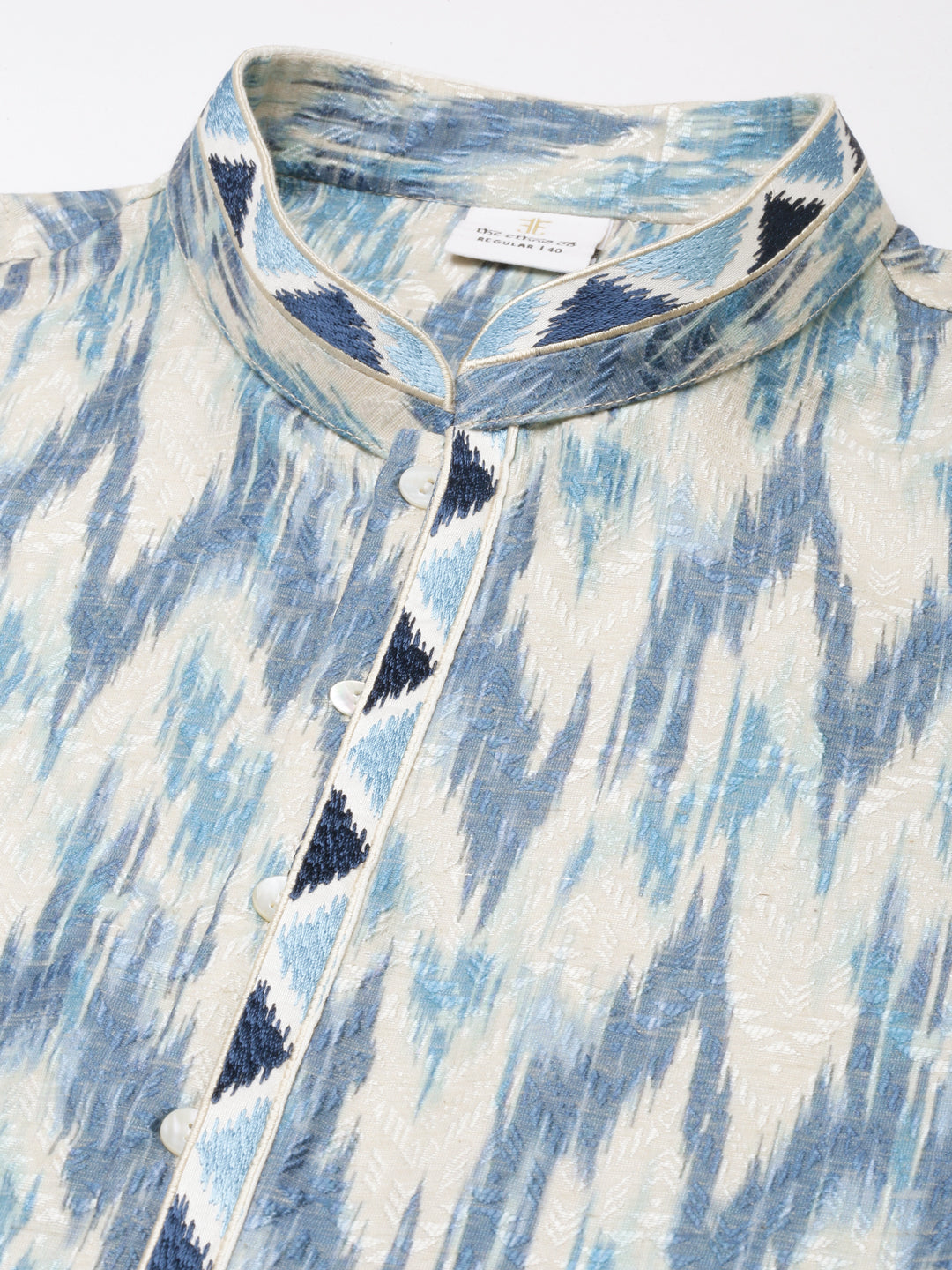 Blue Ikat Printed Kurta Set