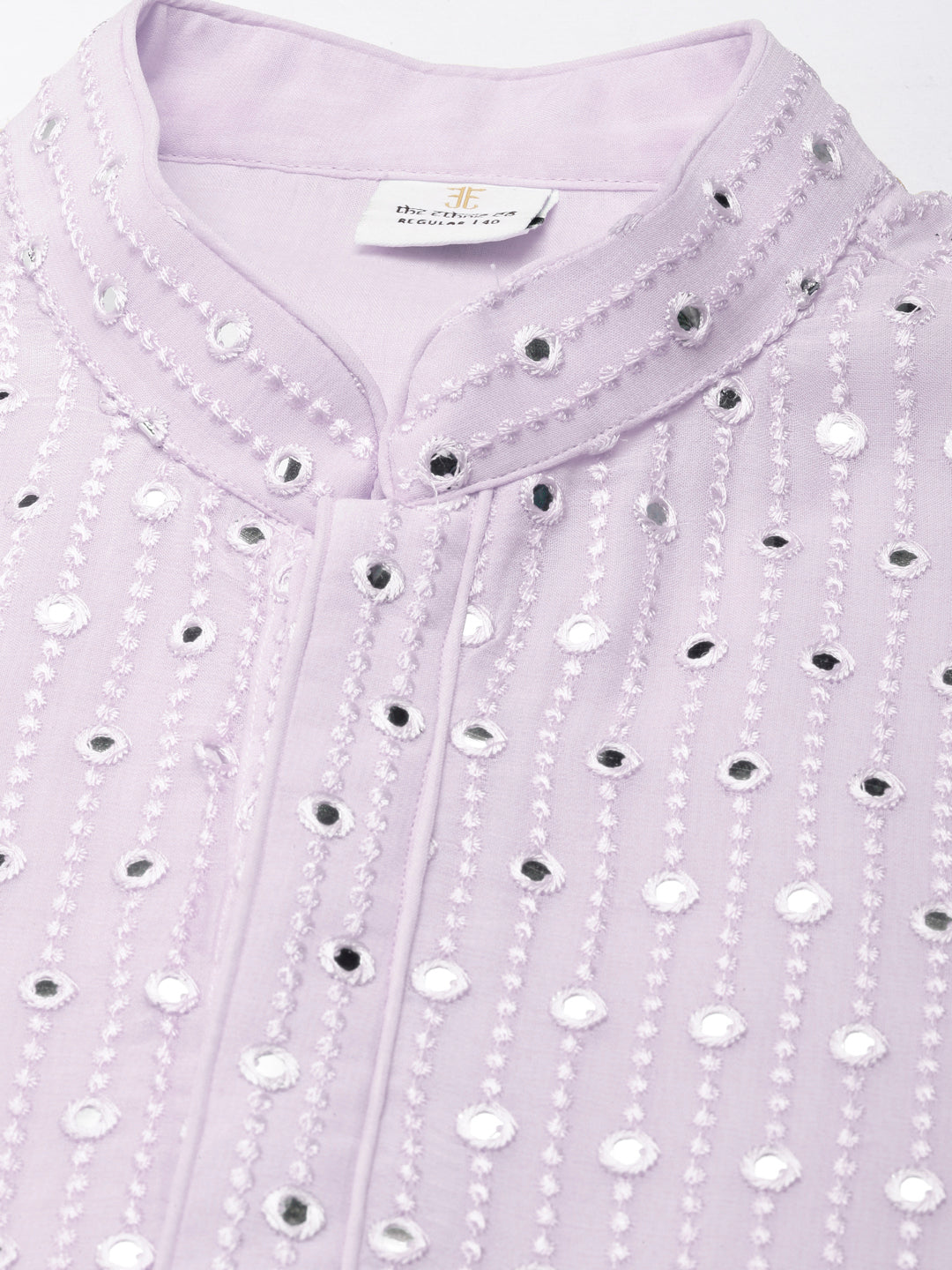 Lavender Mirror Embroidered Georgette Kurta Set