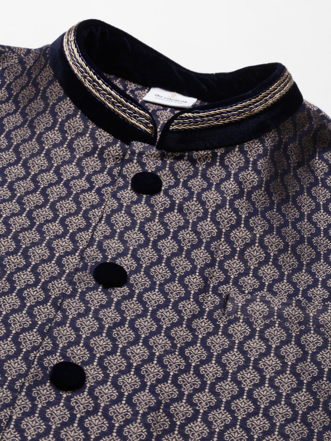 Midnight Blue Banarasi Brocade Jacket with Mid Night Blue Kurta Set