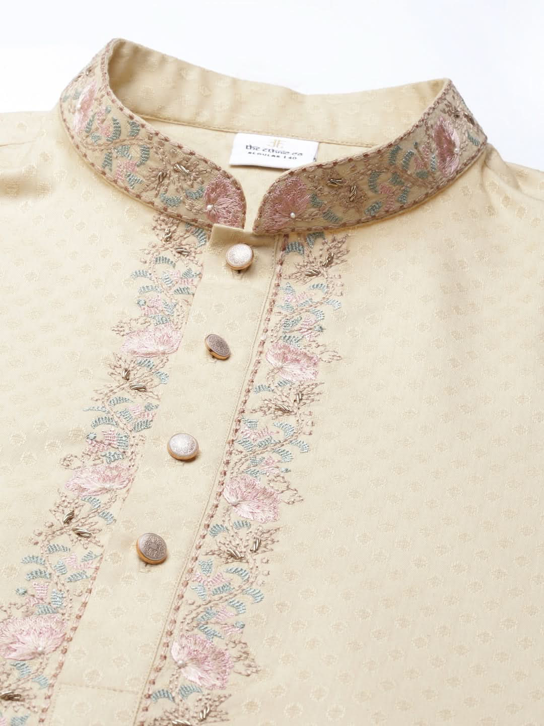 Beige Embroidered Kurta Set