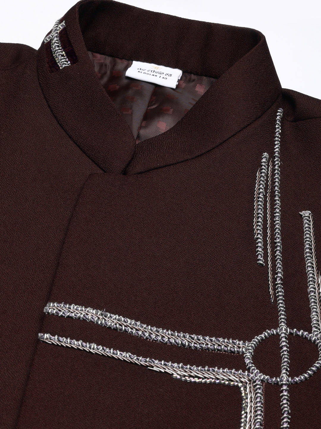 Wine Embroidered Bandhgala