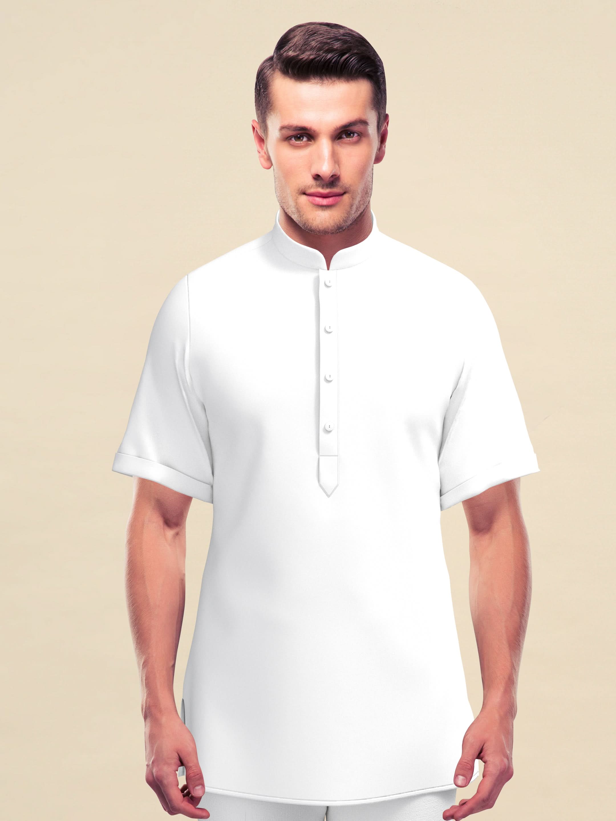 White Plain Short Kurta