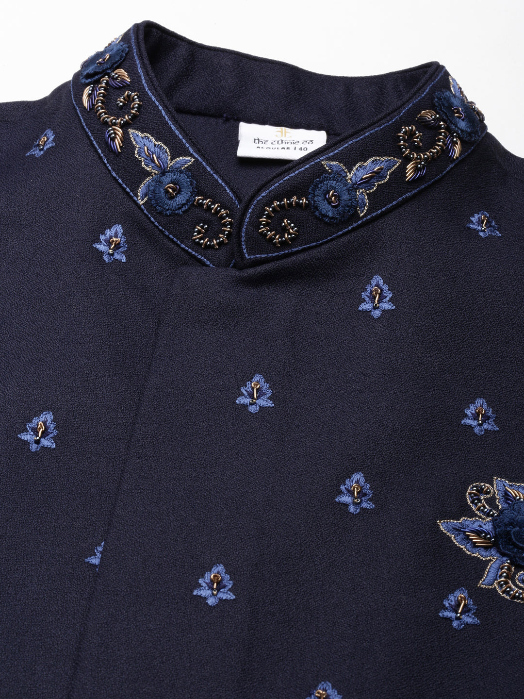 Navy Blue embroidered Jacket And Kurta Set